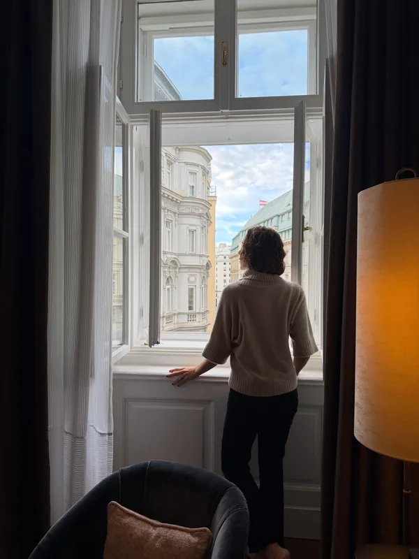 A quiet moment at an open window overlooking Vienna
